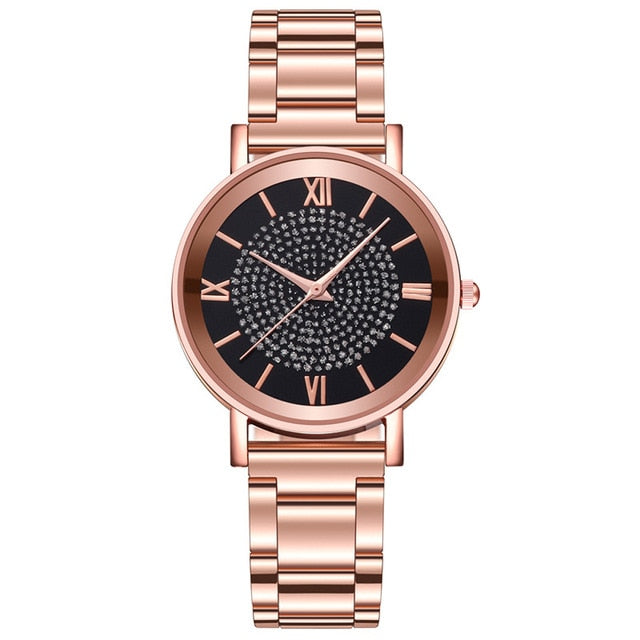 Diamond Rose Gold Ladies Wrist Watches