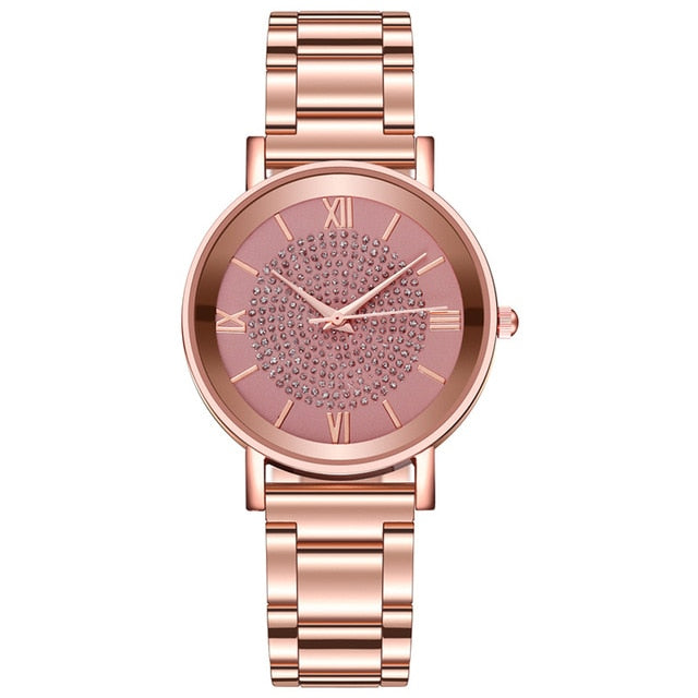 Diamond Rose Gold Ladies Wrist Watches