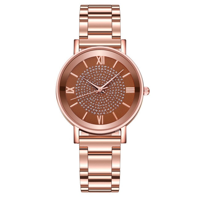 Diamond Rose Gold Ladies Wrist Watches